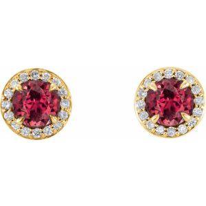 14K Yellow Gold 4 mm Natural Ruby & 1/10 CTW Natural Diamond Earrings – image 2