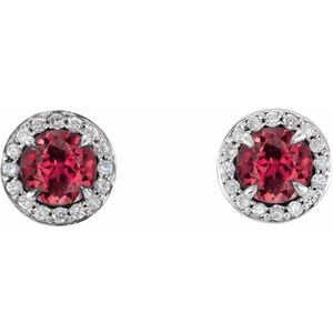 14K White Gold 4 mm Natural Ruby & 1/10 CTW Natural Diamond Earrings – image 2