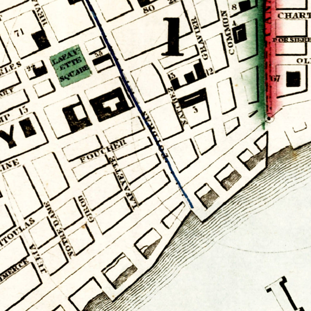 Vintage Map of New Orleans, Louisiana 1845
