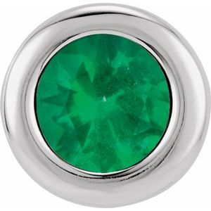14K White Gold 6 mm Imitation Emerald Pendant