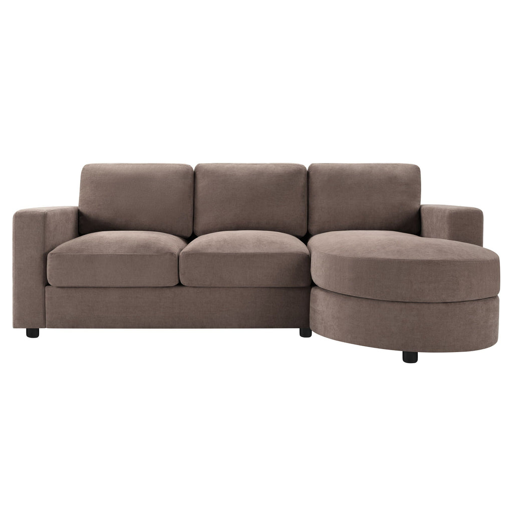 Modern L-Shaped Sectional Sofa With Curved Chaise, USB Ports, And Side Storage Pockets