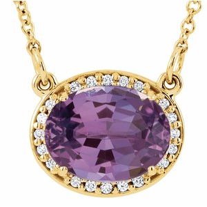 14K Yellow Gold Natural Amethyst & .04 CTW Natural Diamond 16 1/2" Necklace