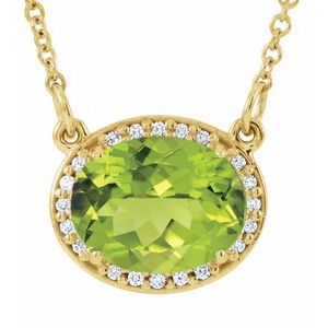 14K Yellow Gold Natural Peridot & .04 CTW Natural Diamond 16 1/2" Necklace
