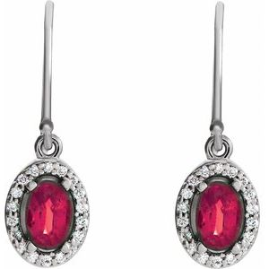 14K White Gold Natural Ruby & 1/6 CTW Natural Diamond Earrings – image 2