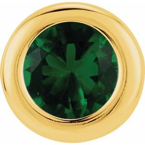 14K Yellow Gold 6 mm Imitation Emerald Pendant