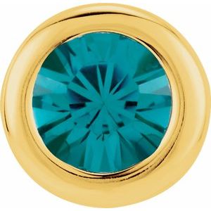 14K Yellow Gold 6 mm Imitation Blue Zircon Pendant