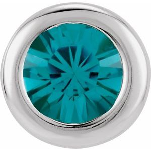 14K White Gold 6 mm Imitation Blue Zircon Pendant