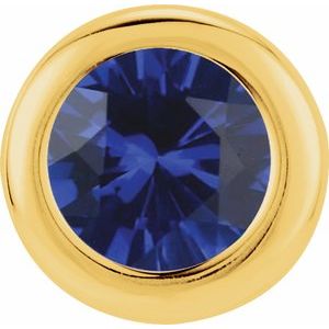 14K Yellow Gold 6 mm Imitation Blue Sapphire Pendant