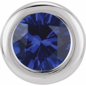 14K White Gold 6 mm Imitation Blue Sapphire Pendant