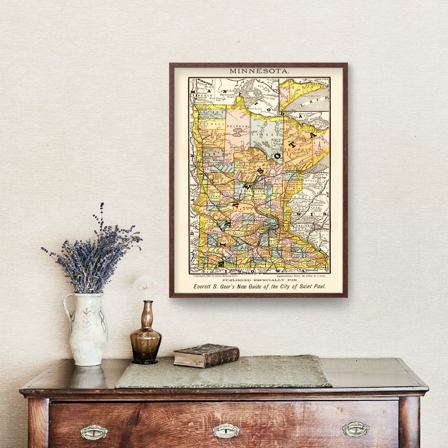Vintage Map of Minnesota 1884