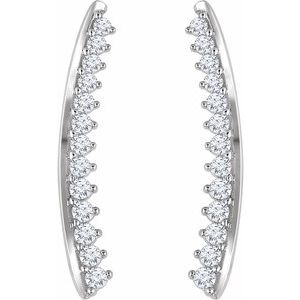 14K White Gold 1/3 CTW Natural Diamond Ear Climbers – image 2