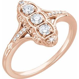 14K Rose Gold 1/3 CTW Natural Diamond Vintage-Inspired Ring