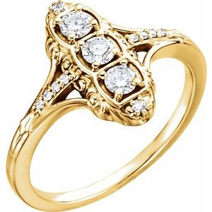 14K Yellow Gold 1/3 CTW Natural Diamond Vintage-Inspired Ring