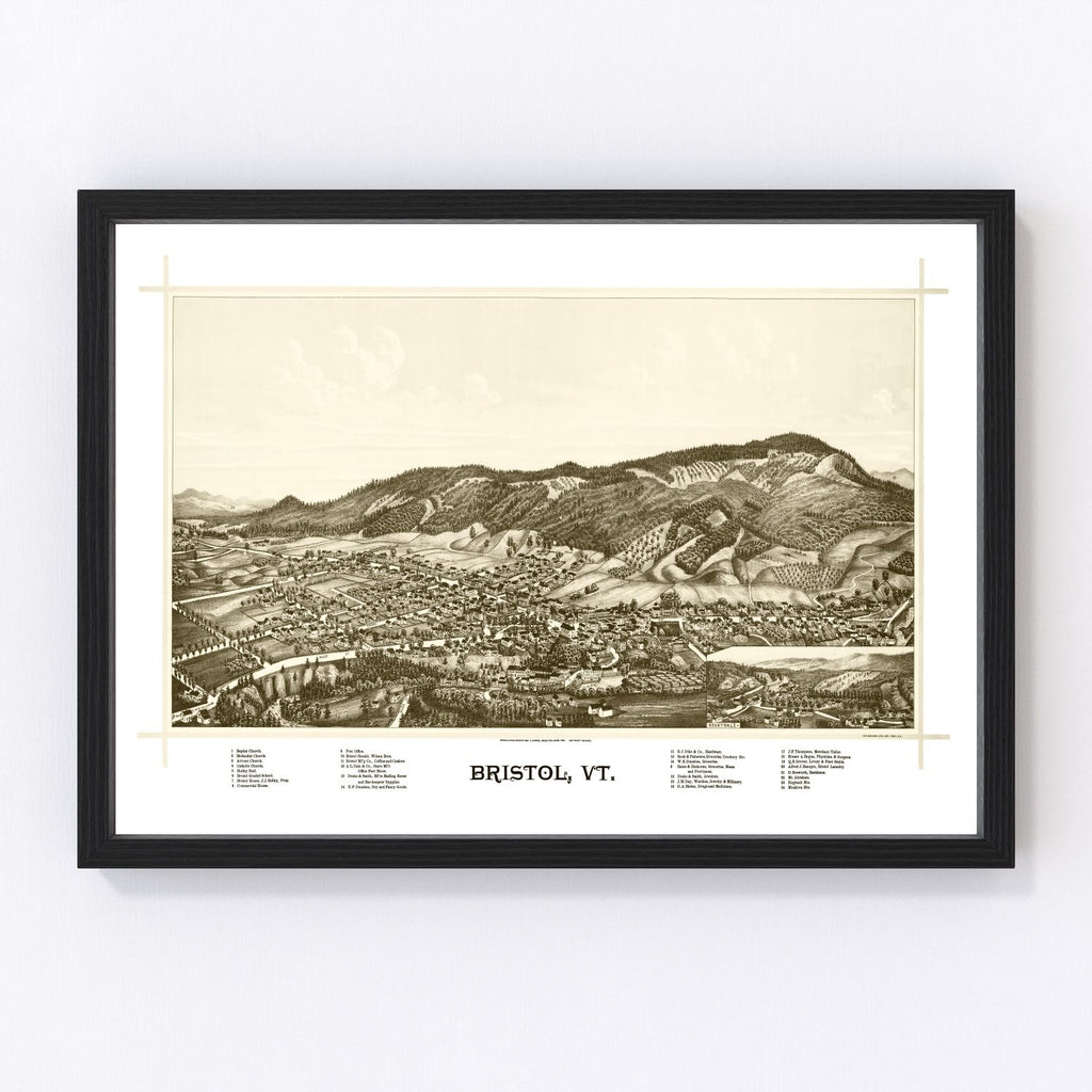 Vintage Map of Bristol, Vermont 1889