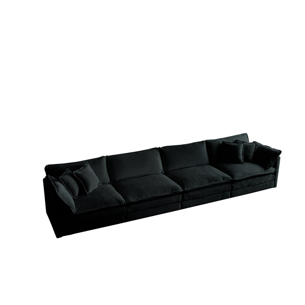 Modular Sectional Sofa for Living Room,U Shaped Couch 5 Seater Convertible Sectional Couch with 1 Ottoman ,Black Chenille