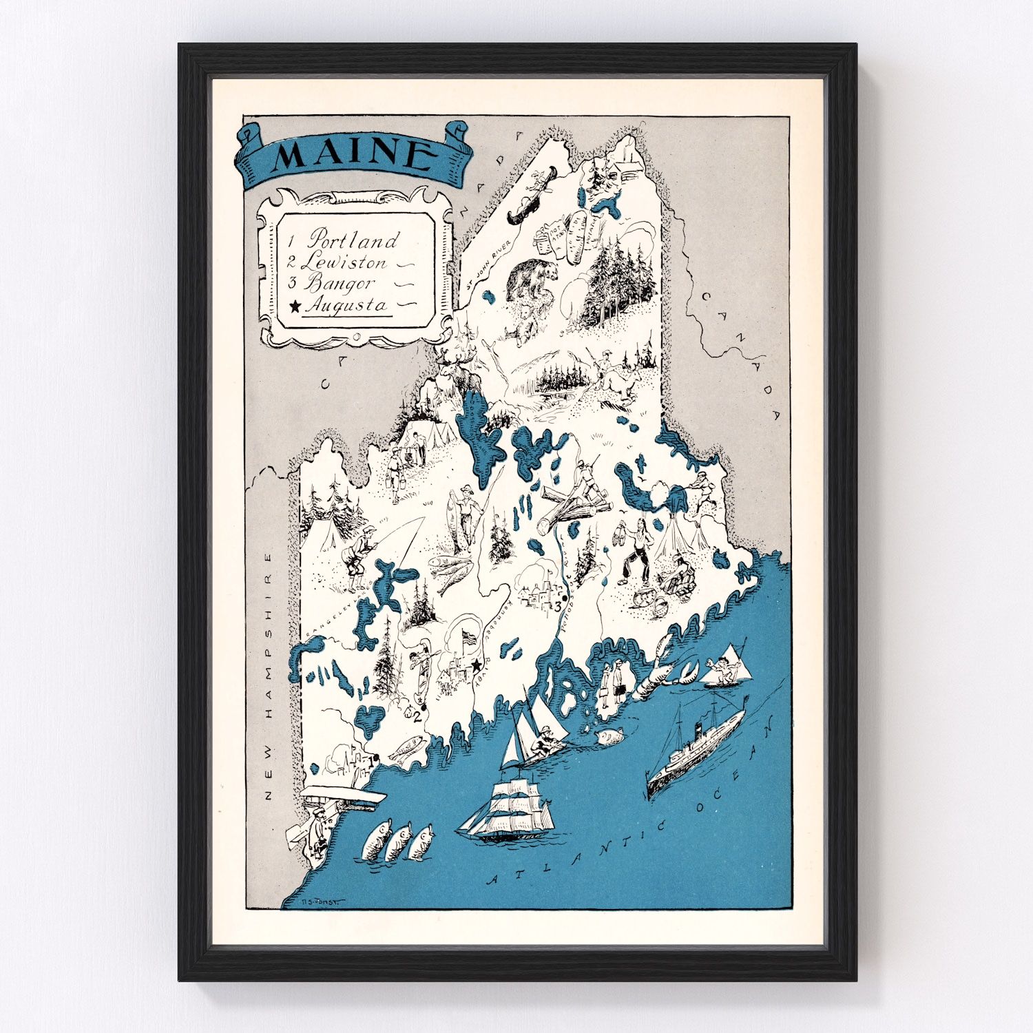 Vintage Map of Maine 1931