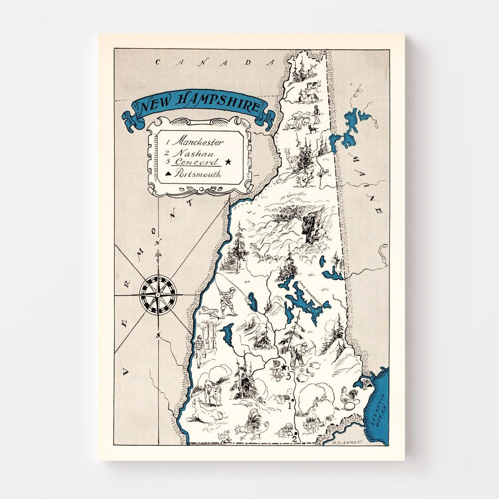 Vintage Map of New Hampshire 1931