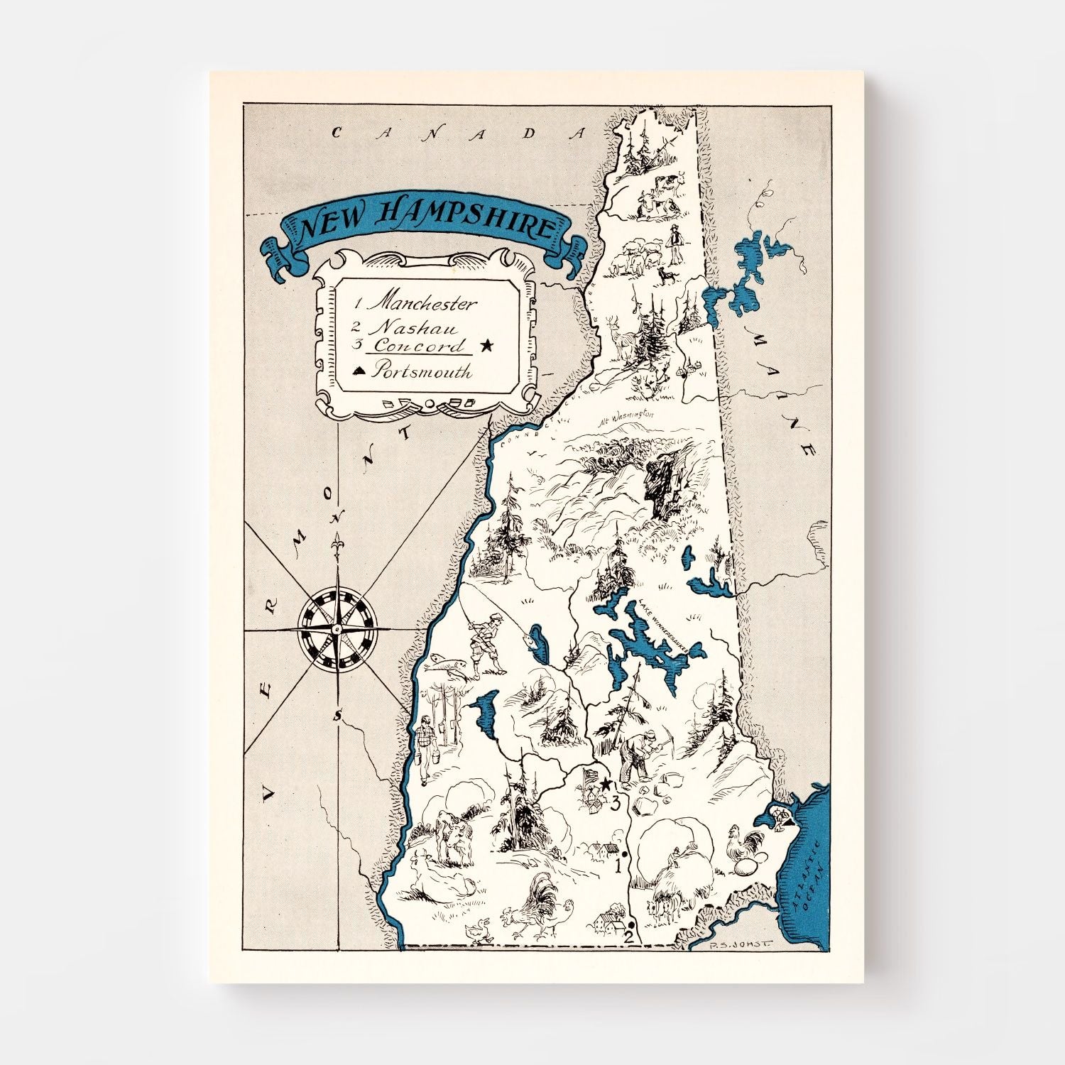 Vintage Map of New Hampshire 1931