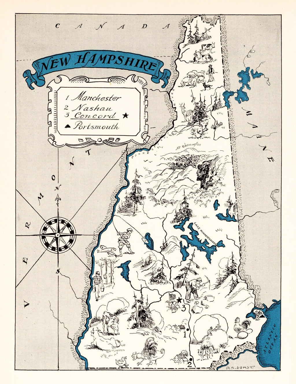 Vintage Map of New Hampshire 1931