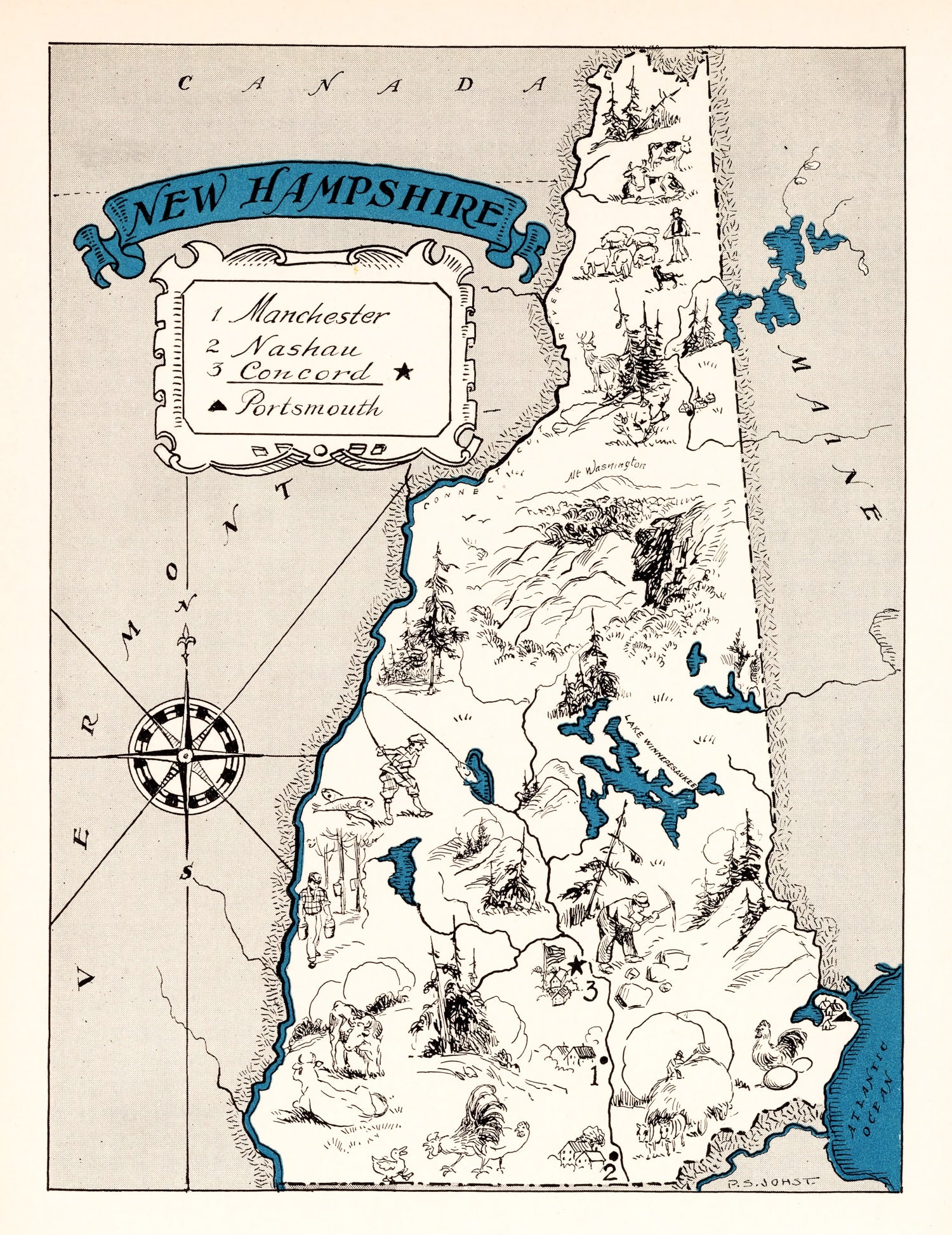 Vintage Map of New Hampshire 1931