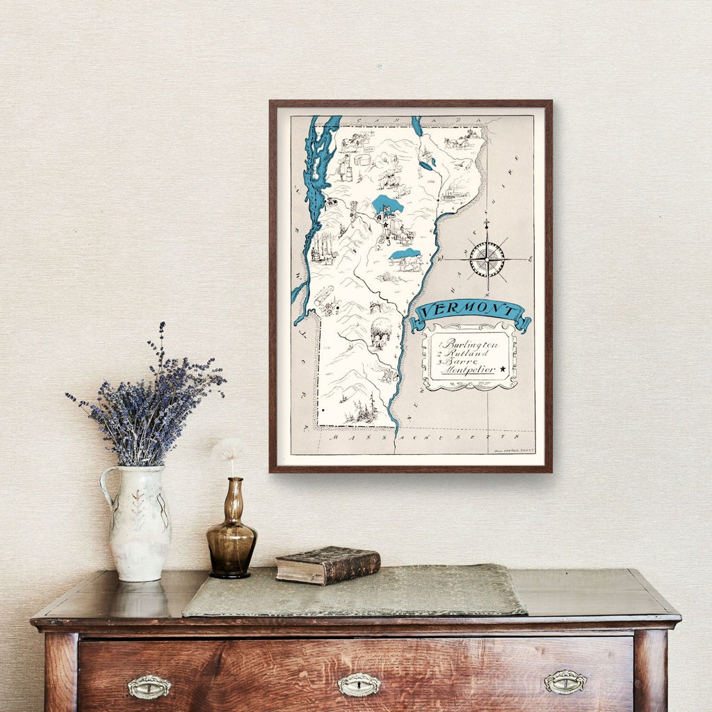 Vintage Map of Vermont 1931