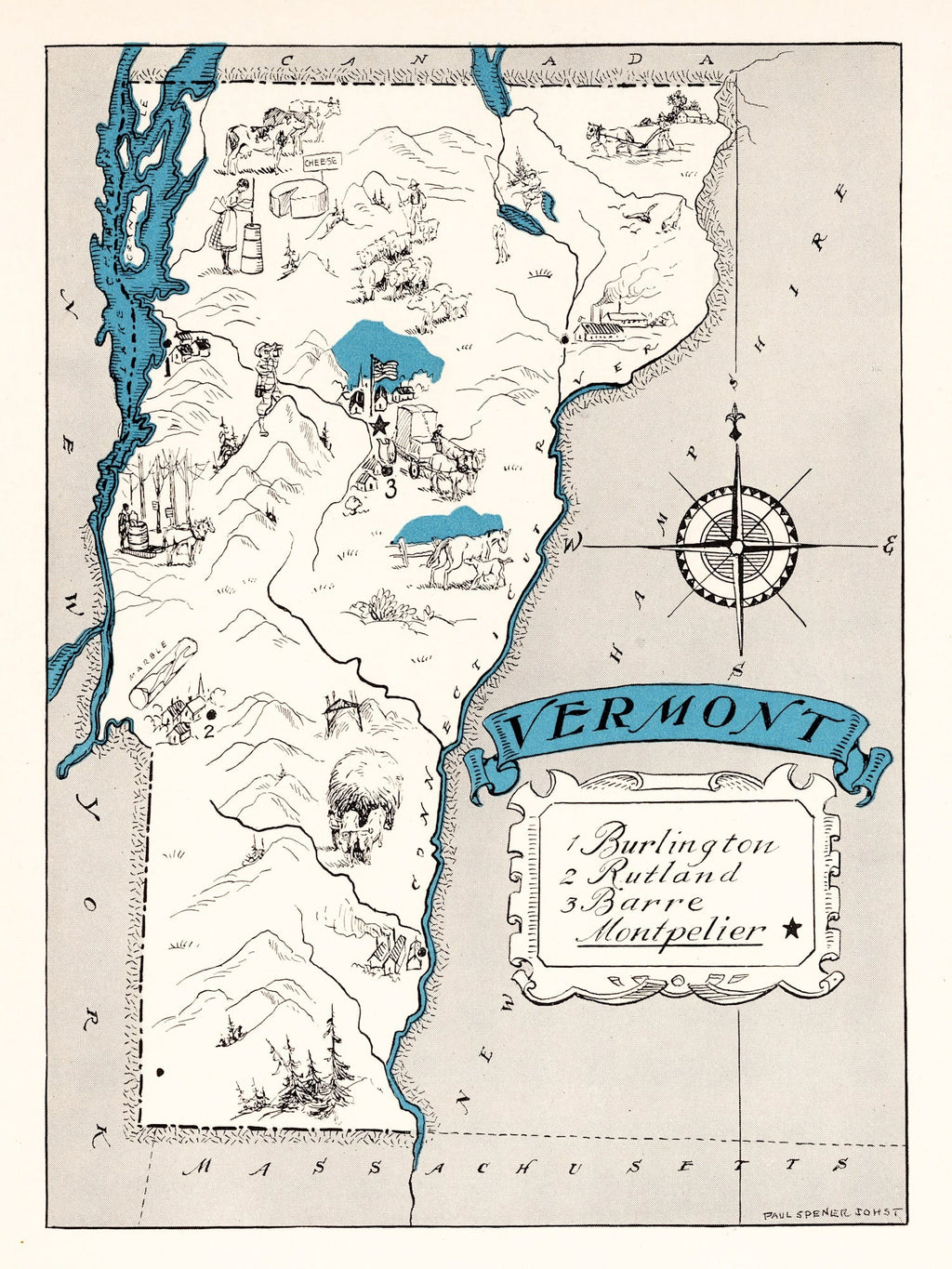 Vintage Map of Vermont 1931