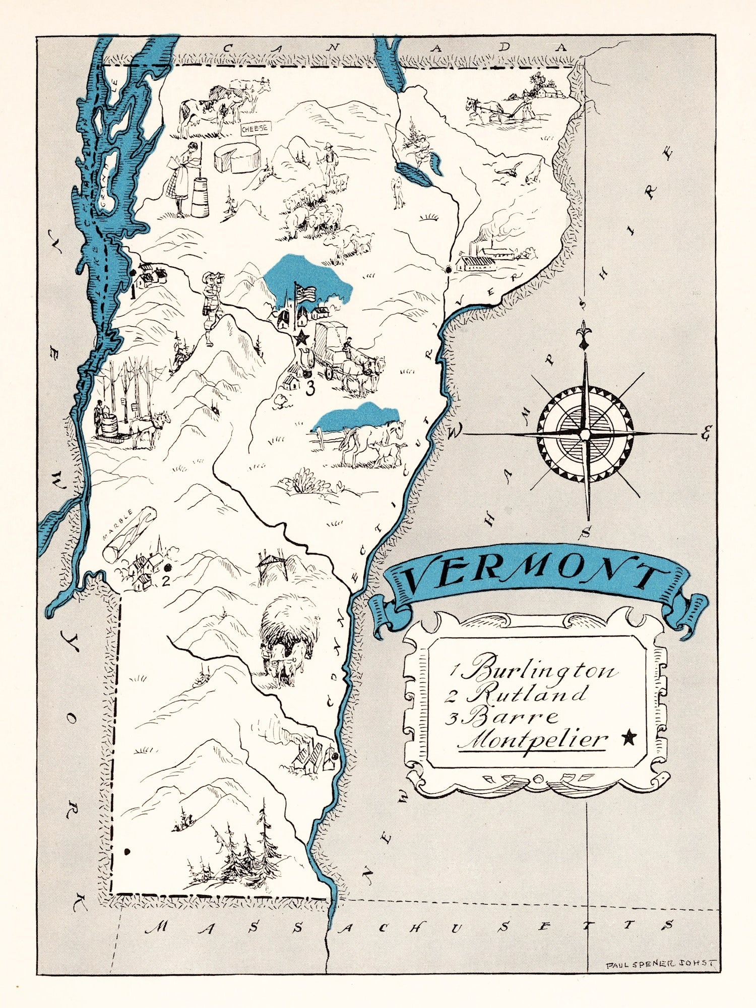 Vintage Map of Vermont 1931