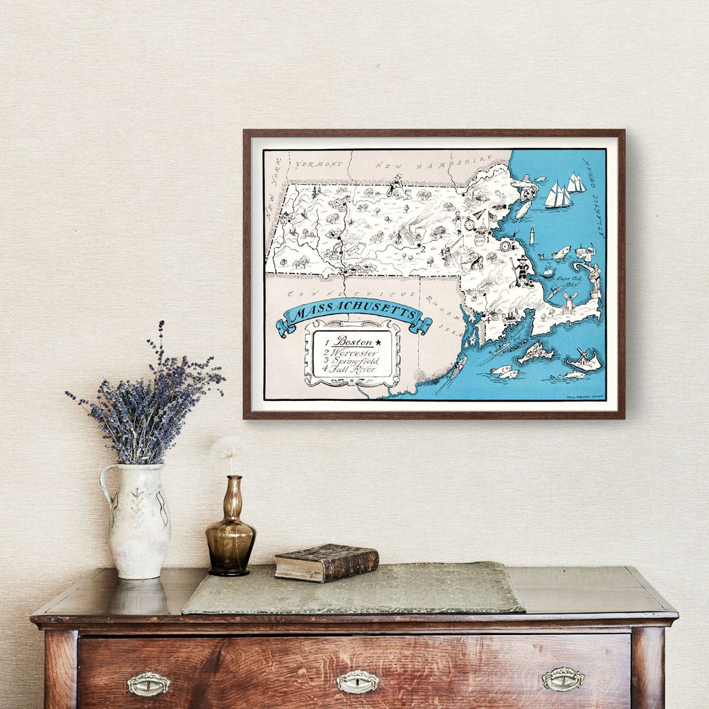 Vintage Map of Massachusetts 1931