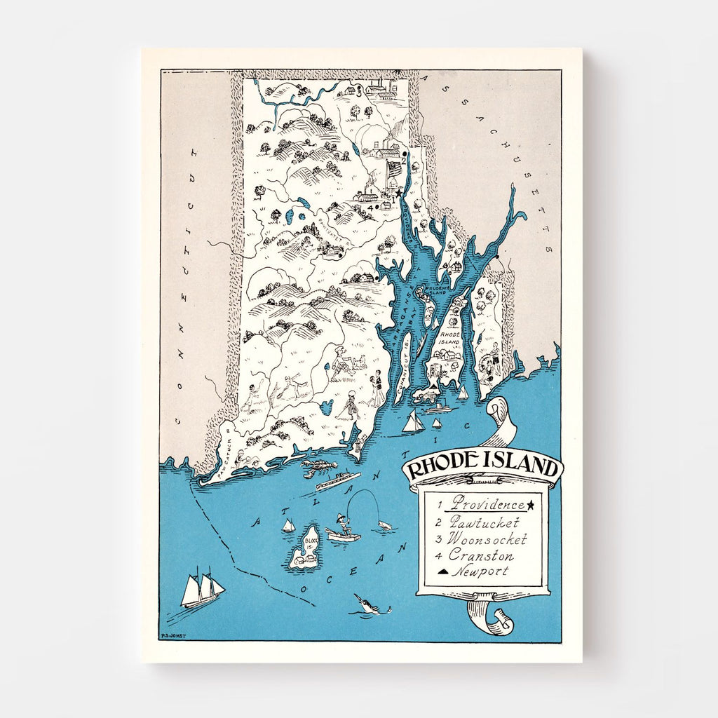 Vintage Map of Rhode Island 1931