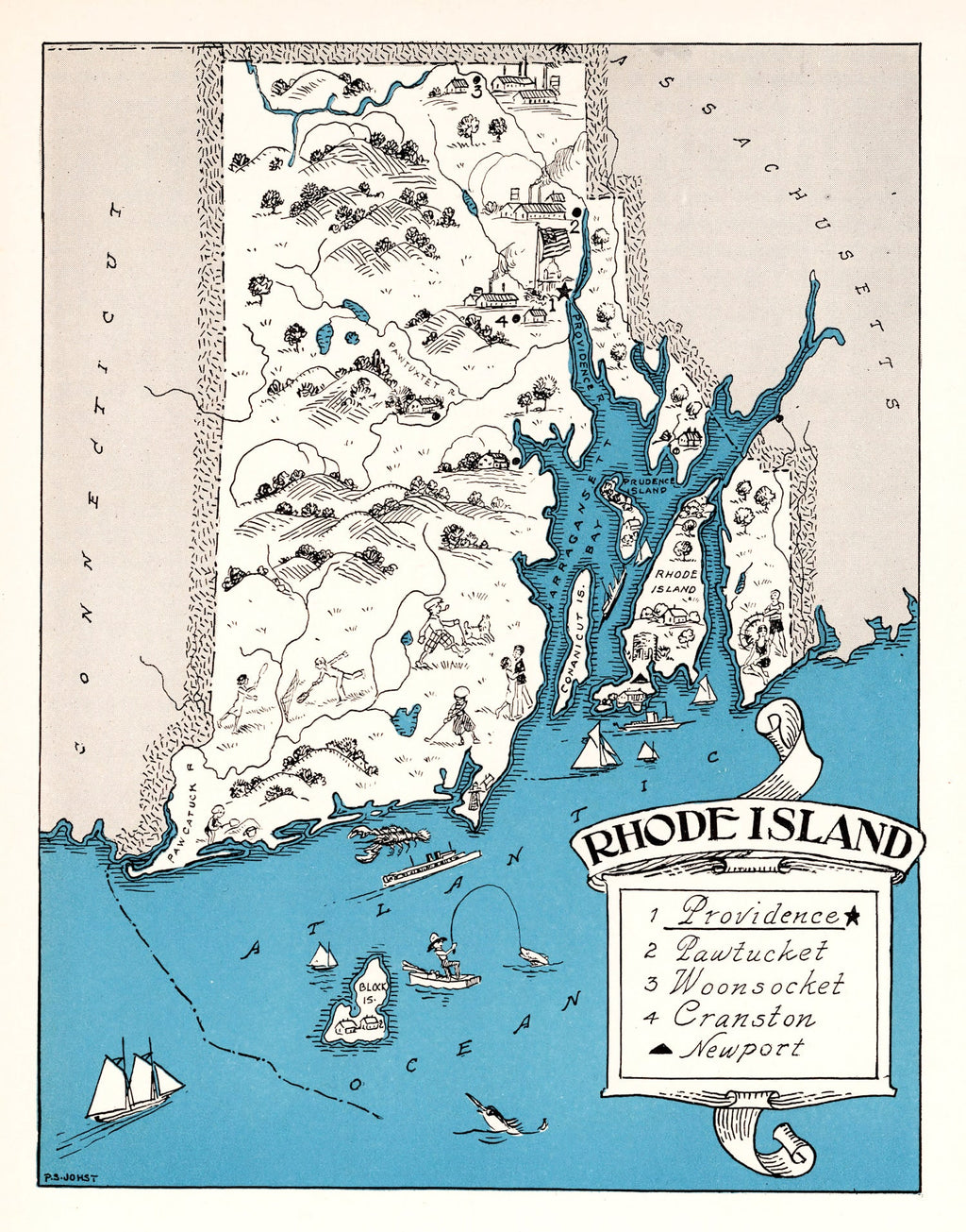 Vintage Map of Rhode Island 1931
