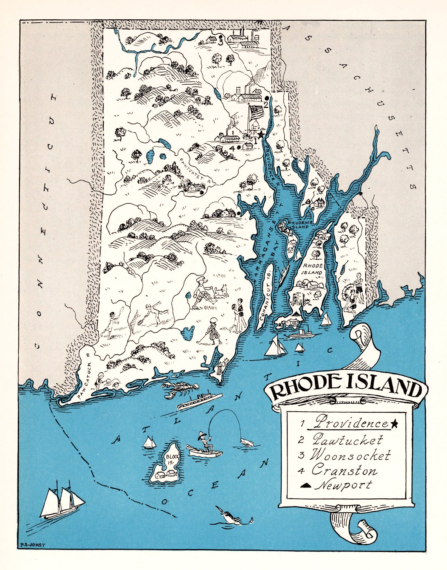 Vintage Map of Rhode Island 1931