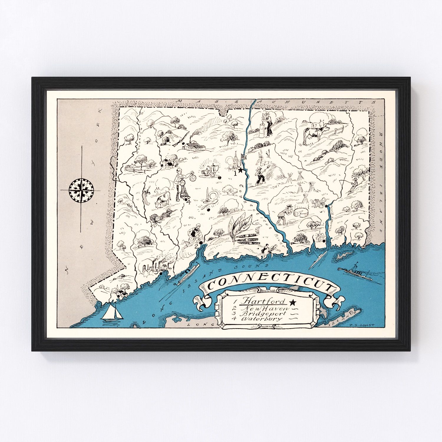 Vintage Map of Connecticut 1931