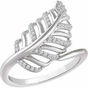 14K White Gold 1/5 CTW Natural Diamond Leaf Ring