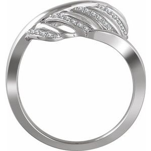 14K White Gold 1/5 CTW Natural Diamond Leaf Ring