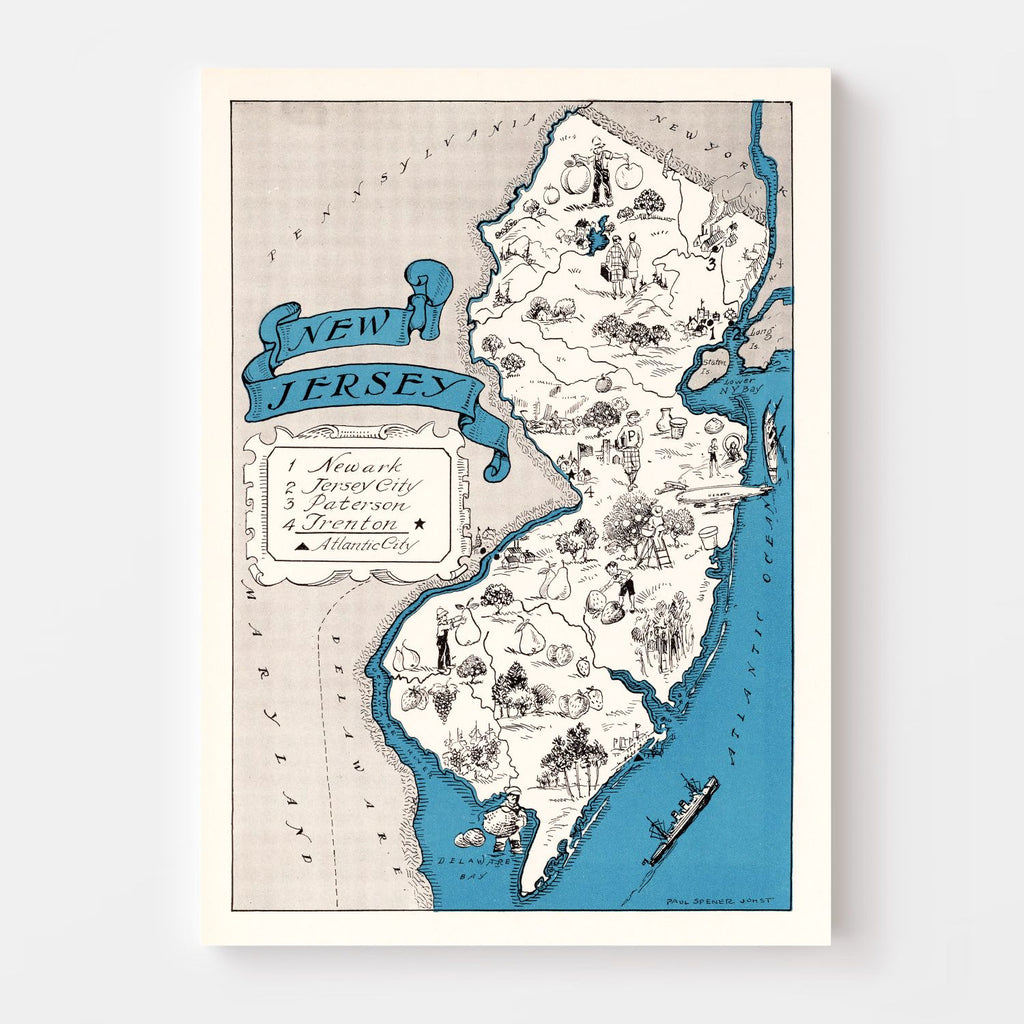 Vintage Map of New Jersey 1931