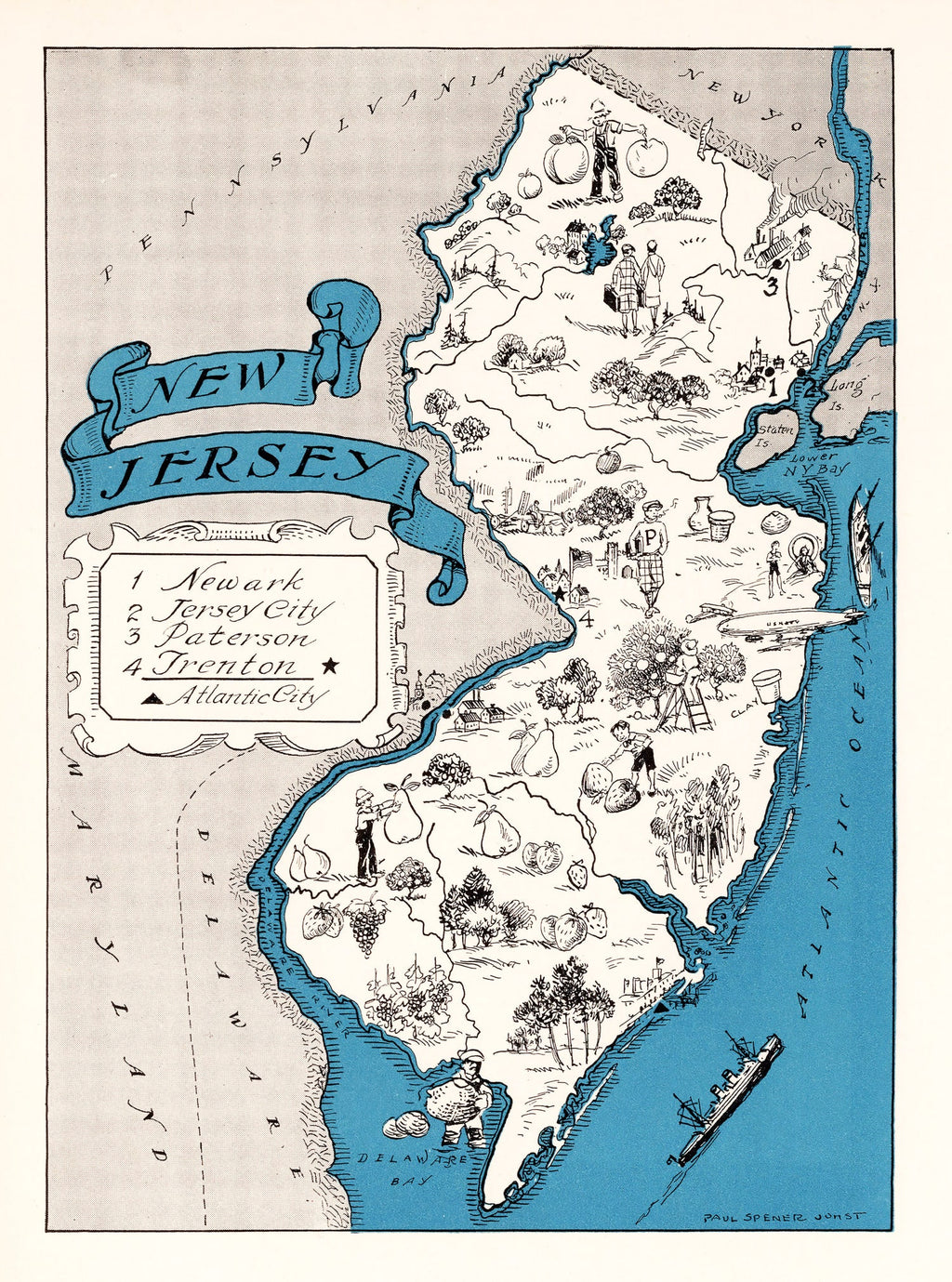 Vintage Map of New Jersey 1931