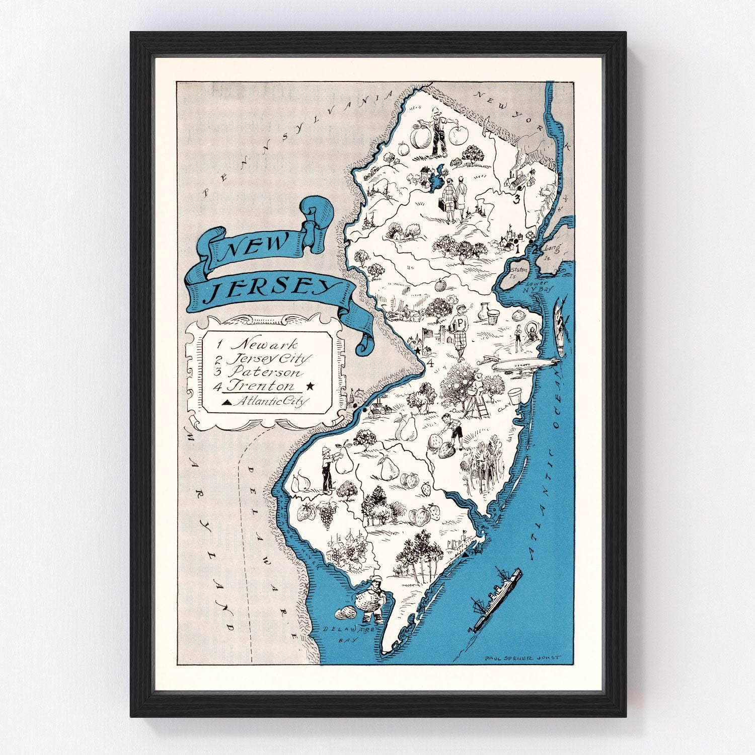 Vintage Map of New Jersey 1931