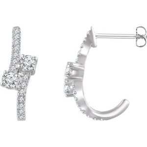 14K Yellow Gold 5/8 CTW Natural Diamond Two-Stone J-Hoop Earrings – image 4