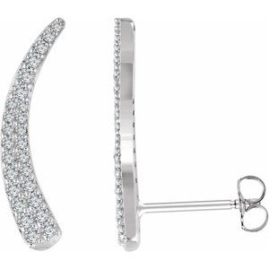 14K White Gold 3/8 CTW Natural Diamond Ear Climbers