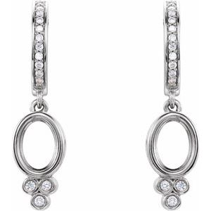14K White Gold 7x5 mm Oval 1/6 CTW Natural Diamond Semi-Set Hoop Earrings – image 2