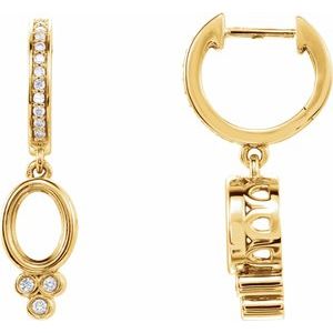 14K Yellow Gold 7x5 mm Oval 1/6 CTW Natural Diamond Semi-Set Hoop Earrings