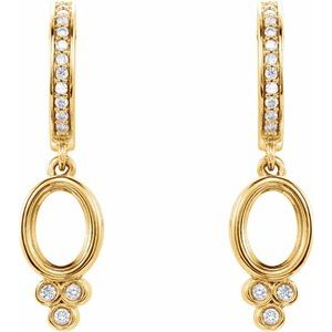 14K Yellow Gold 7x5 mm Oval 1/6 CTW Natural Diamond Semi-Set Hoop Earrings – image 2