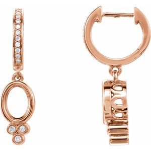 14K Rose Gold 7x5 mm Oval 1/6 CTW Natural Diamond Semi-Set Hoop Earrings