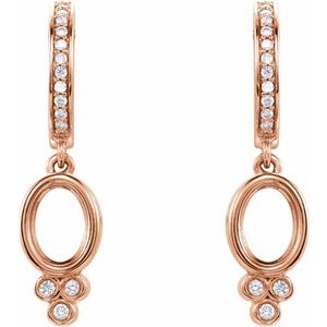 14K Rose Gold 7x5 mm Oval 1/6 CTW Natural Diamond Semi-Set Hoop Earrings – image 2