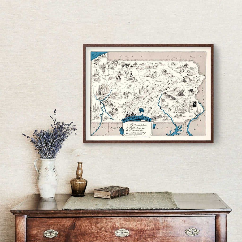 Vintage Map of Pennsylvania 1931