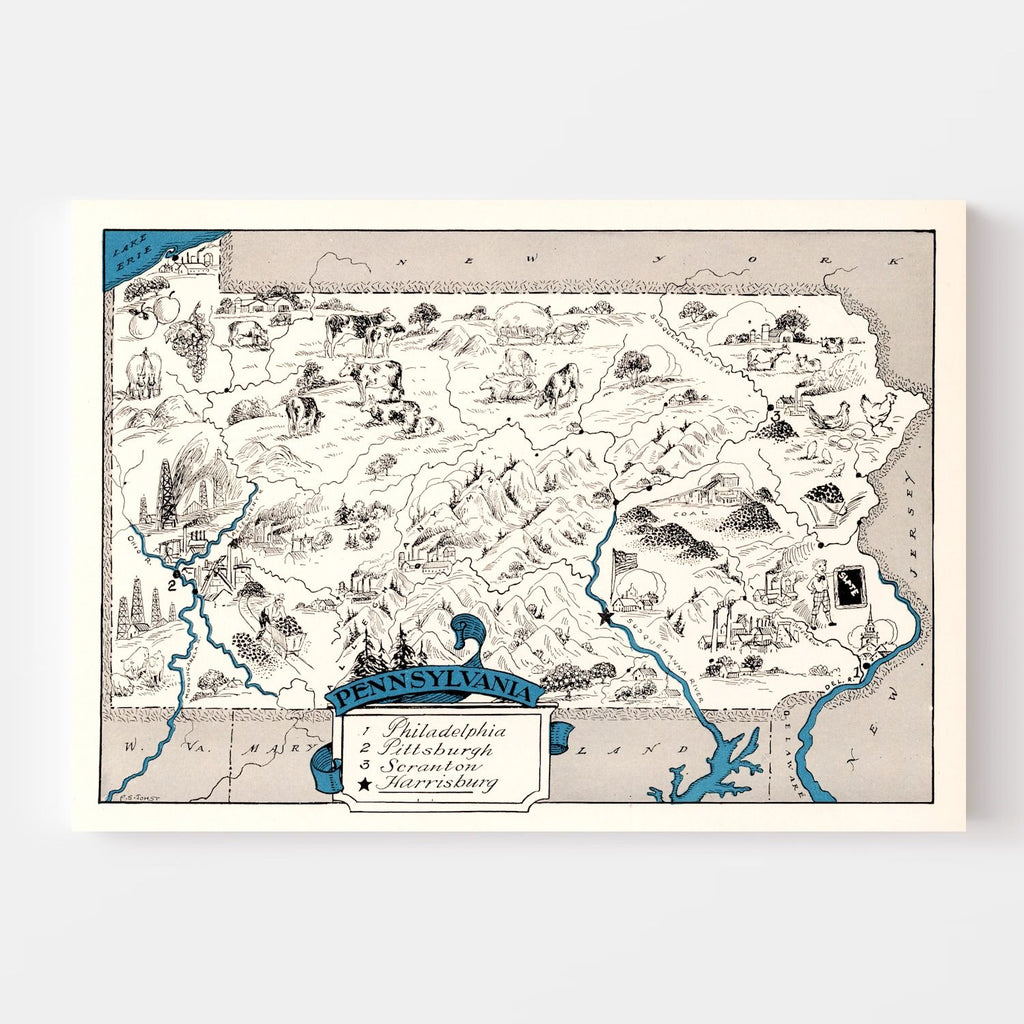 Vintage Map of Pennsylvania 1931