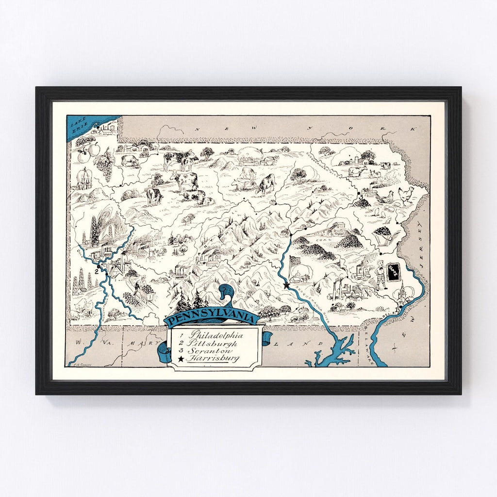 Vintage Map of Pennsylvania 1931