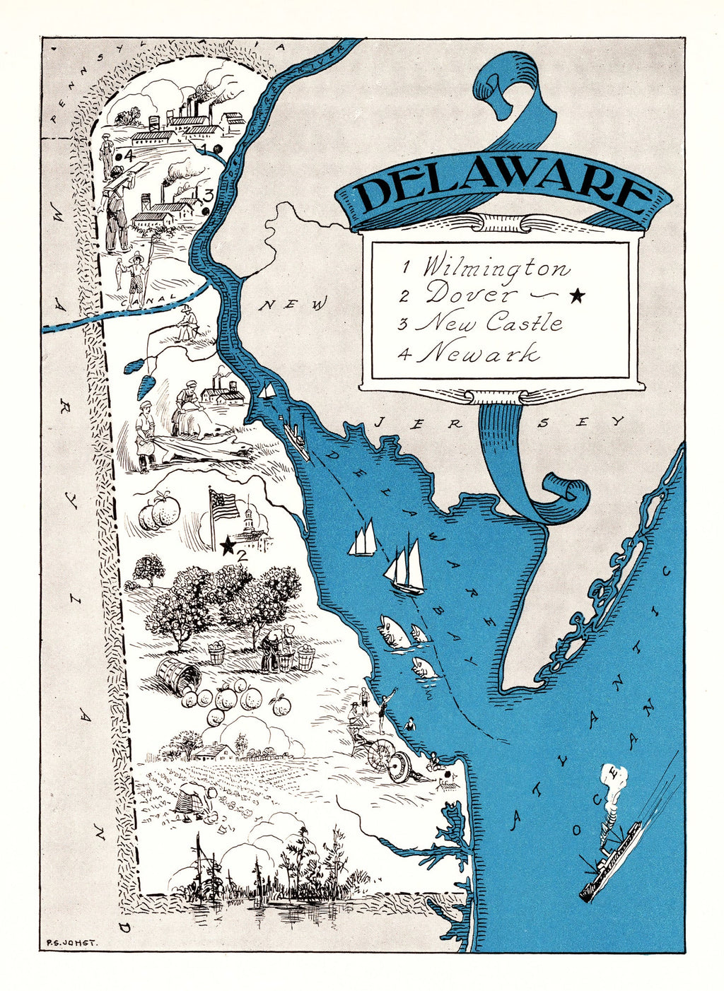 Vintage Map of Delaware 1931