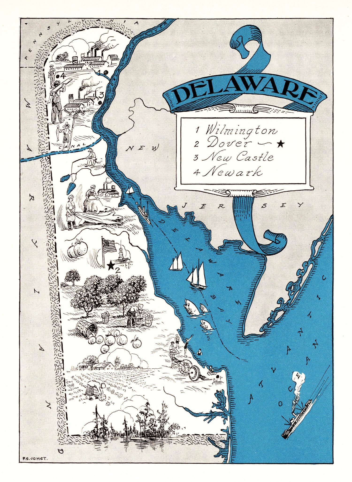 Vintage Map of Delaware 1931