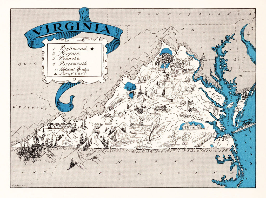 Vintage Map of Virginia 1931